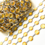 Hydro Quartz Round Shape Bezel Oxidized Wire Chain